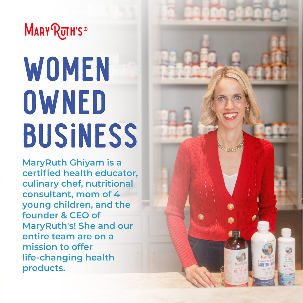 MaryRuth Organics Clean-label and vegan certifications on packaging