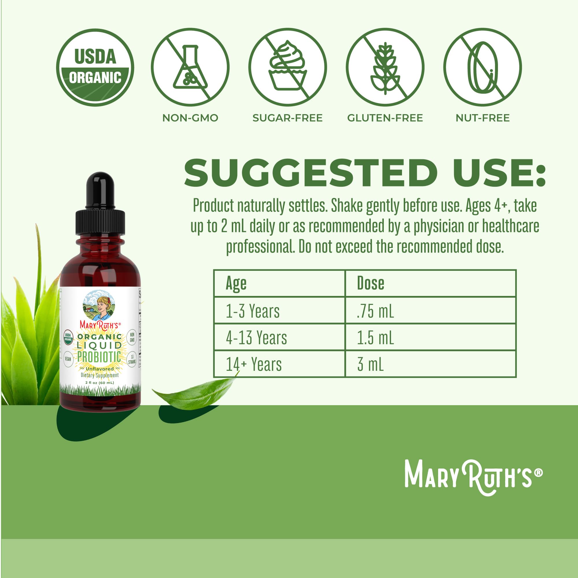 The MaryRuth Organics Travel-size Liquid Probiotic bottle is ready for trips.