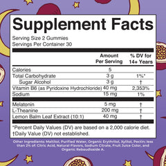 Back view of MaryRuth Organics Melatonin Sleep Gummies bottle showing label