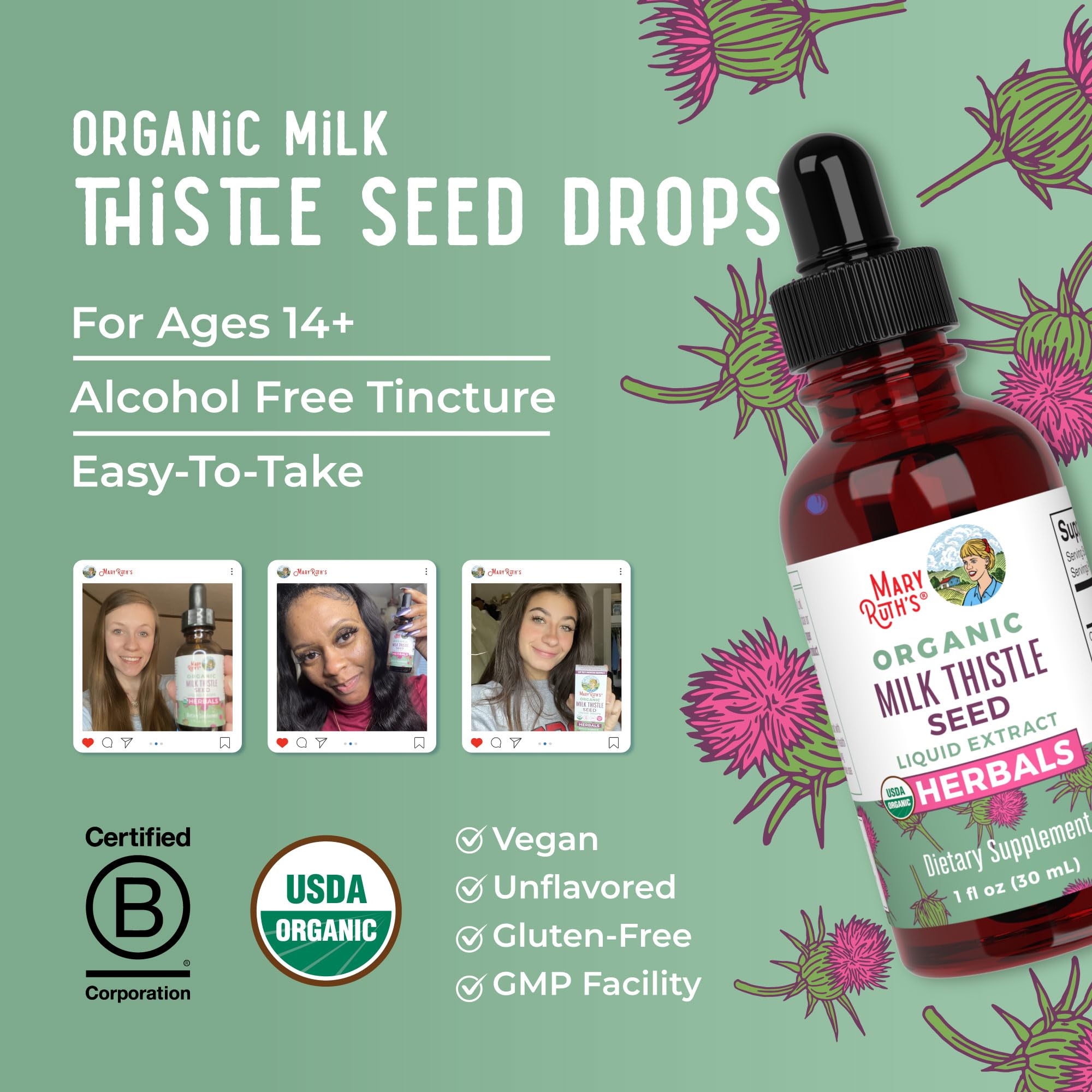 Milk thistle seeds and organic ingredients
