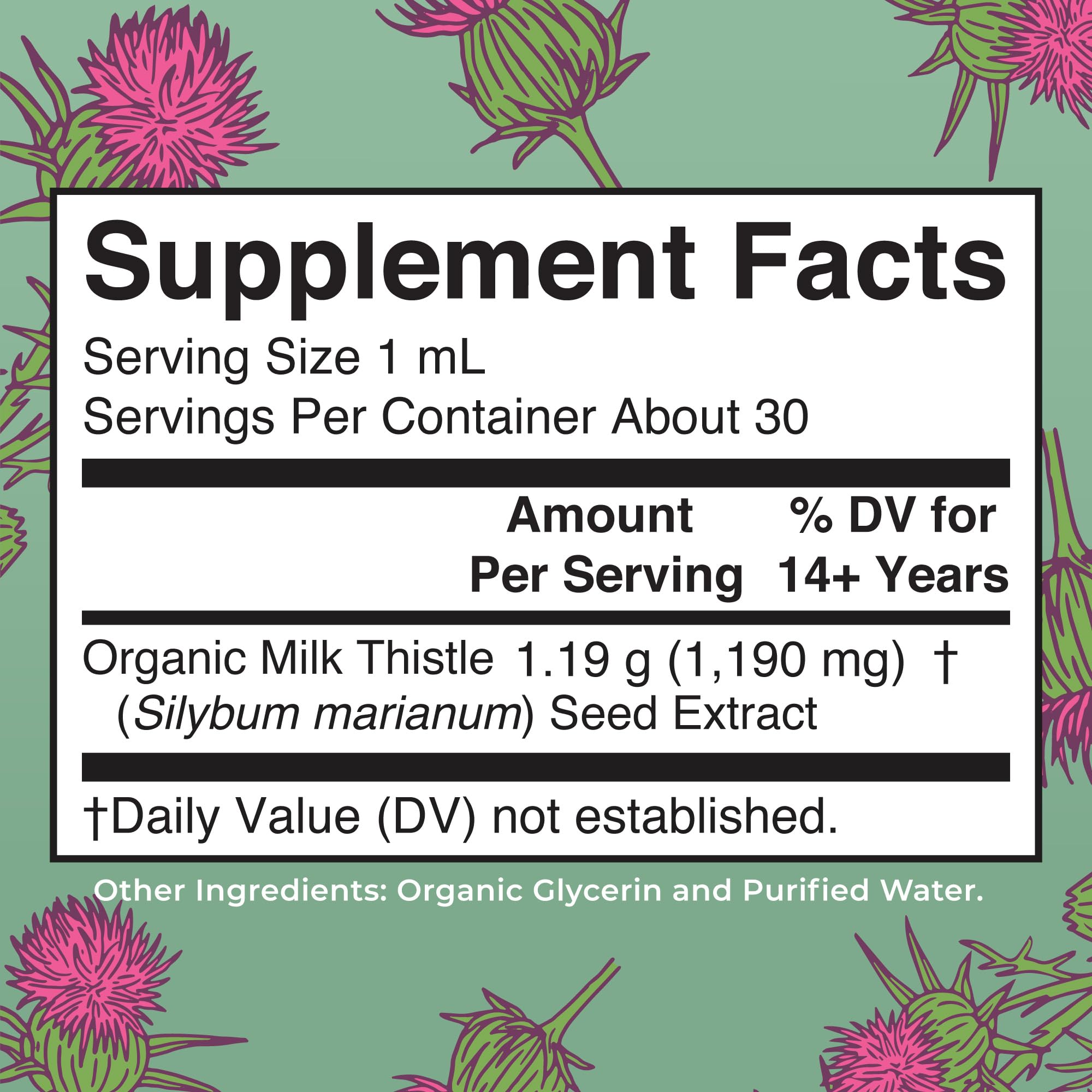 MaryRuth Organics Milk Thistle Drops label