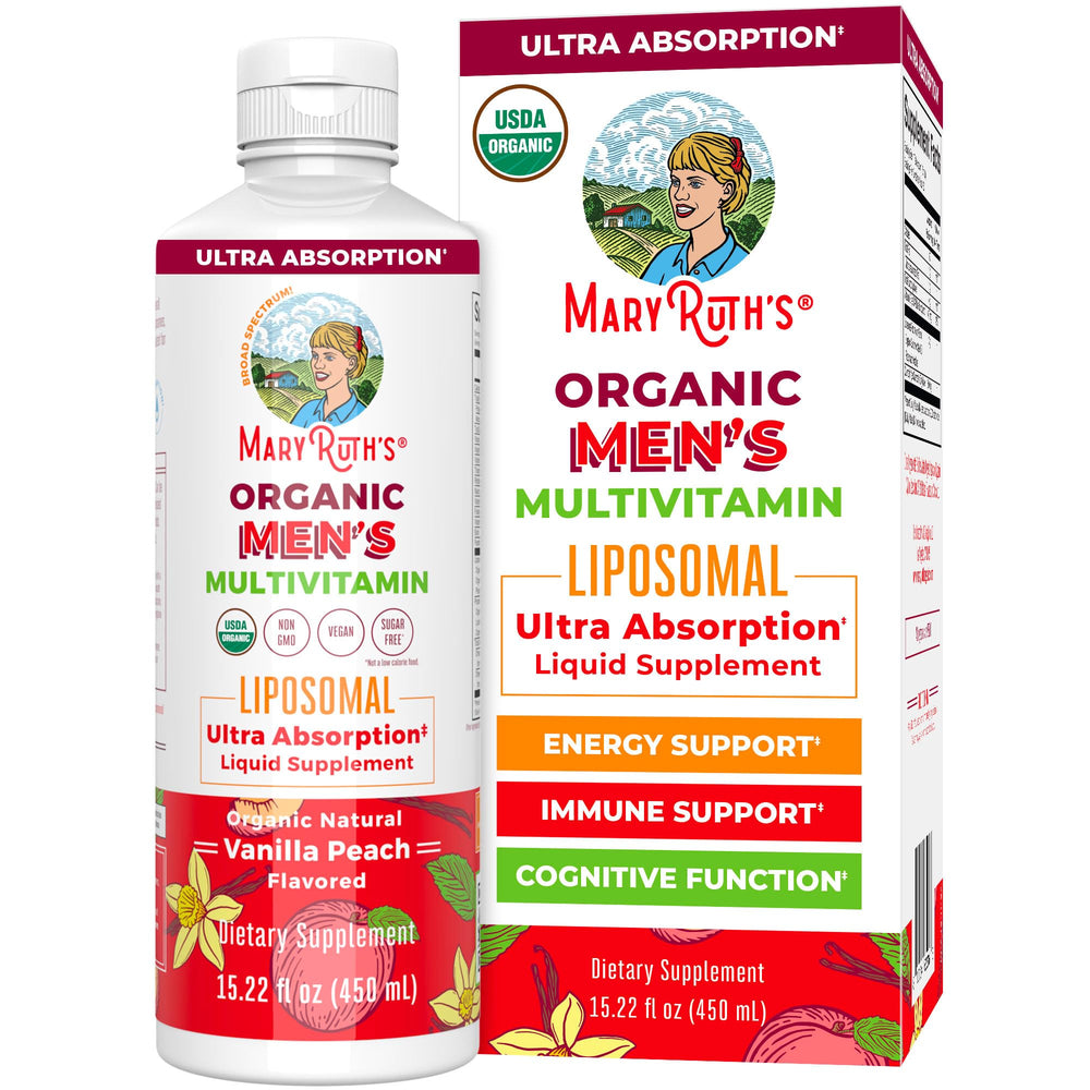 Front view of MaryRuth Organics Men's Liquid Multivitamin bottle