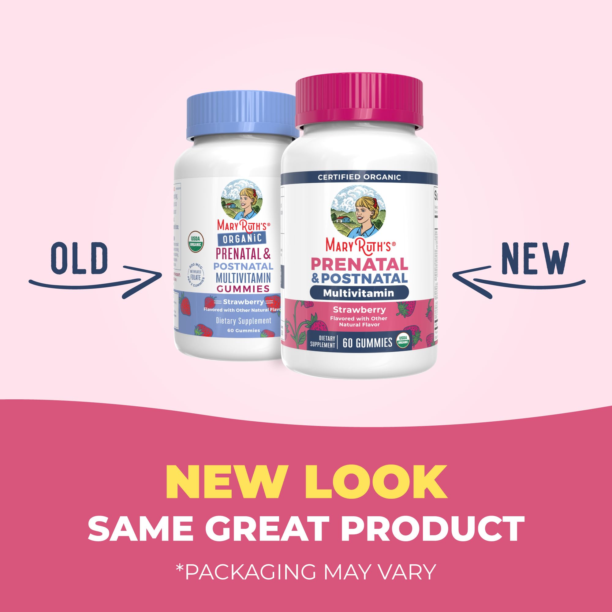 Ingredients and supplement facts chart for prenatal gummies
