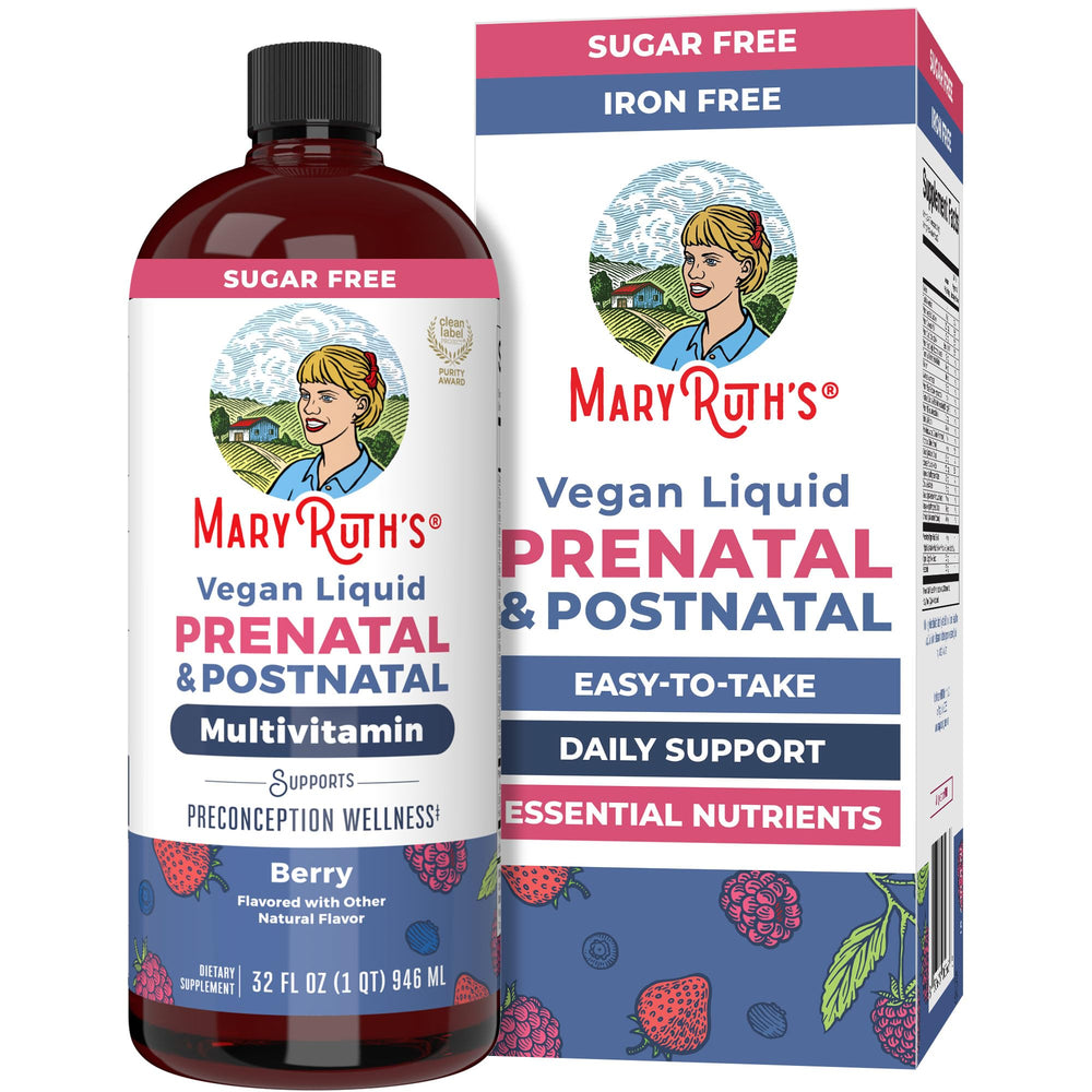 MaryRuth Organics Prenatal and Postnatal vitamins 32oz bottle front view