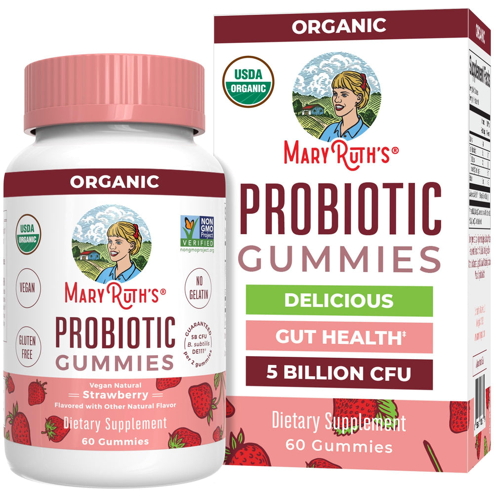 Front view of MaryRuth Organics Probiotic Gummies 60-count bottle