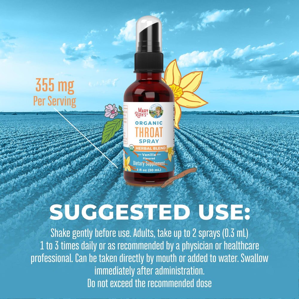 MaryRuth Organics Throat Spray Vanilla packaging box