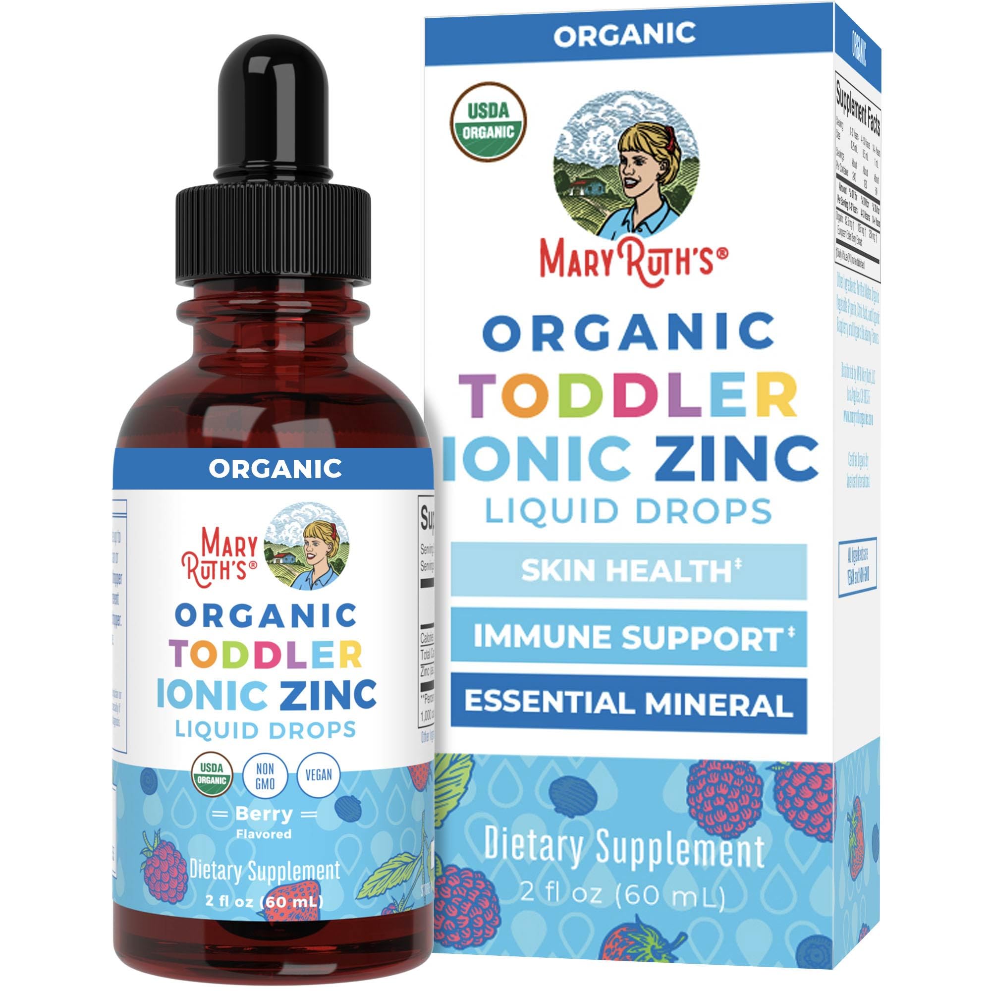 MaryRuth Organic Toddler Liquid Zinc bottle with Berry Flavor
