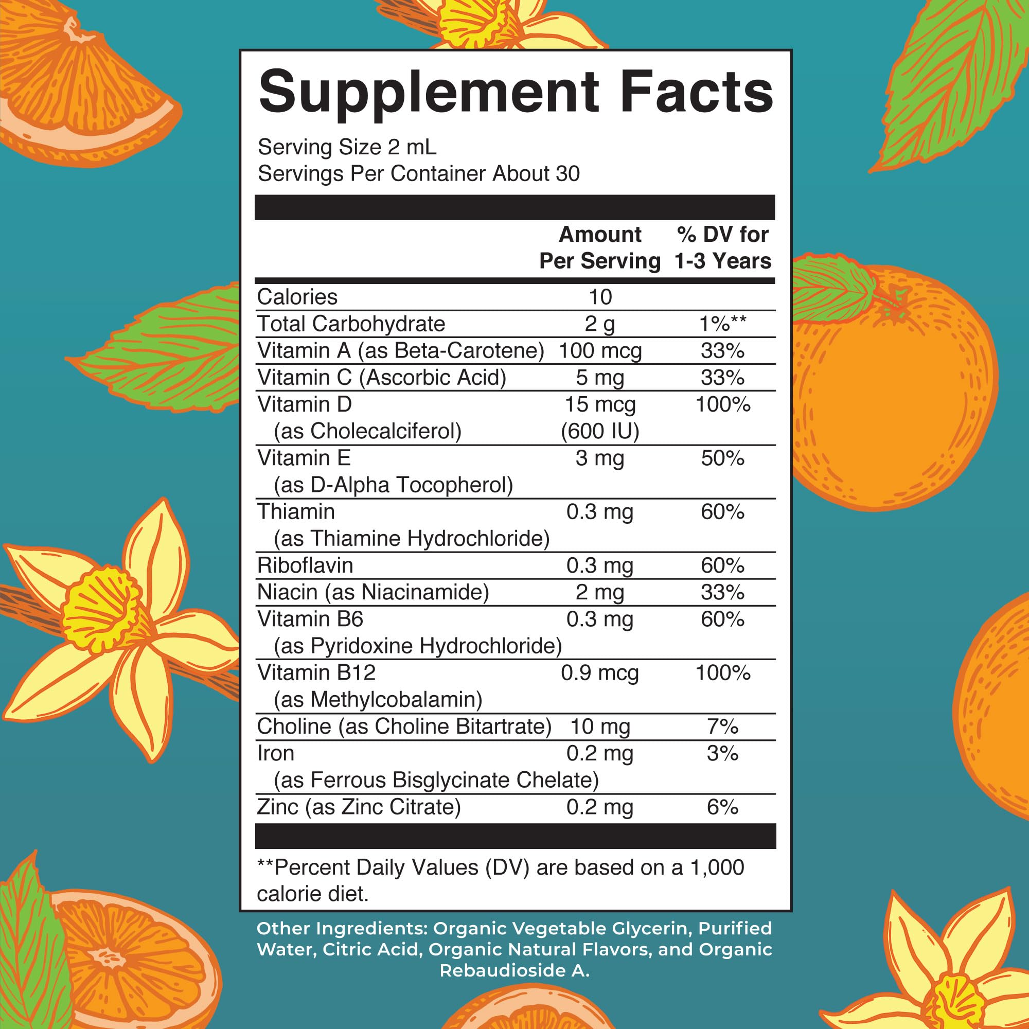 Toddler multivitamin iron drops dosage 2 mL