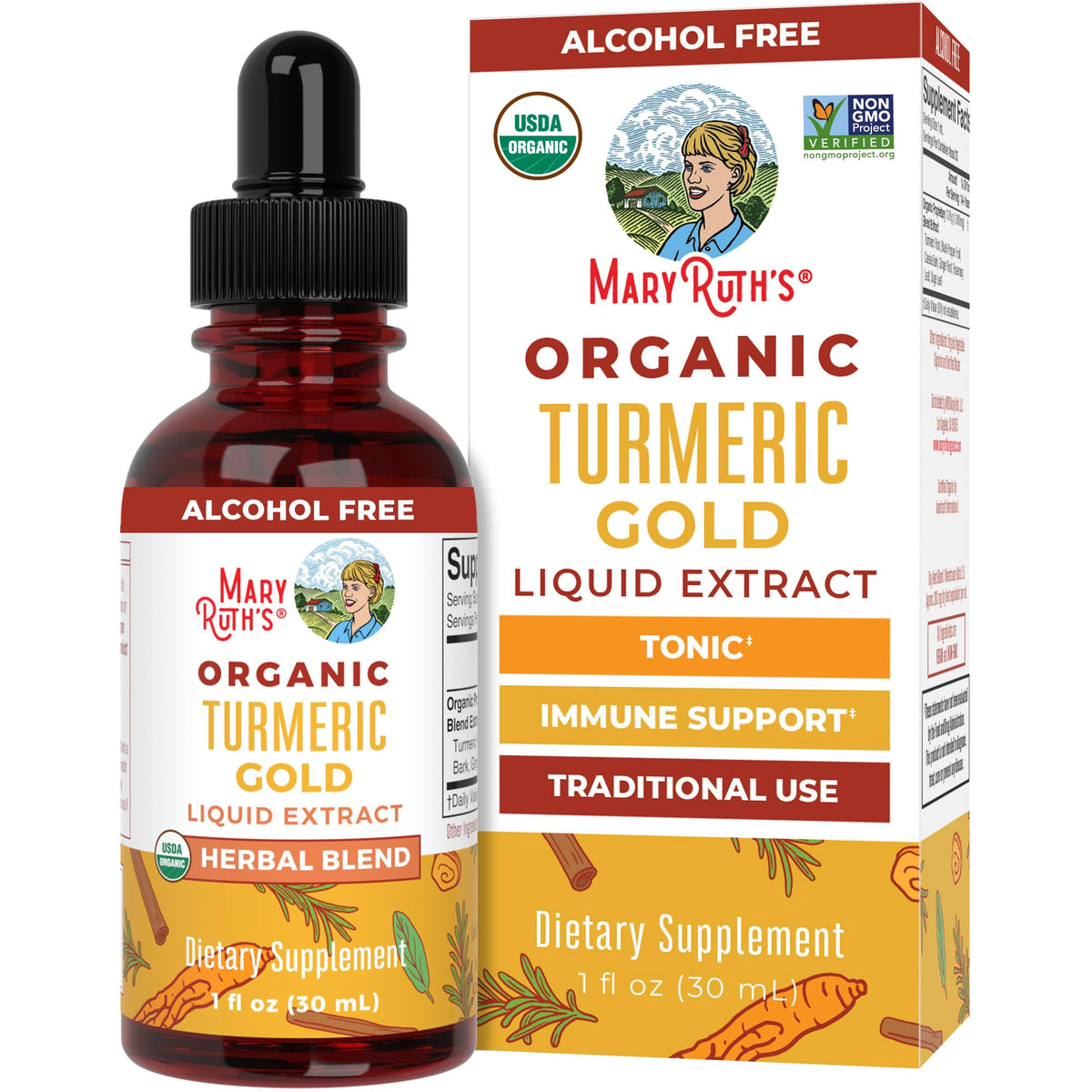 MaryRuth Organics Turmeric Gold Liquid Drops bottle 1oz
