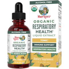 MaryRuth Organic Respiratory Health Drops bottle featuring Mullein Leaf