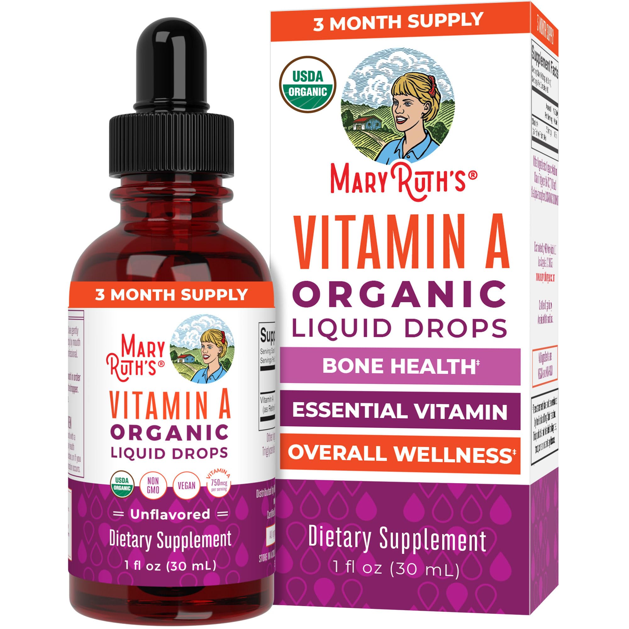 Main product image: MaryRuth Organics Vitamin A Liquid Drops bottle