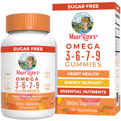 Front view of MaryRuth Organics Vegan Omega 3-6-7-9 Gummies bottle (120 count)