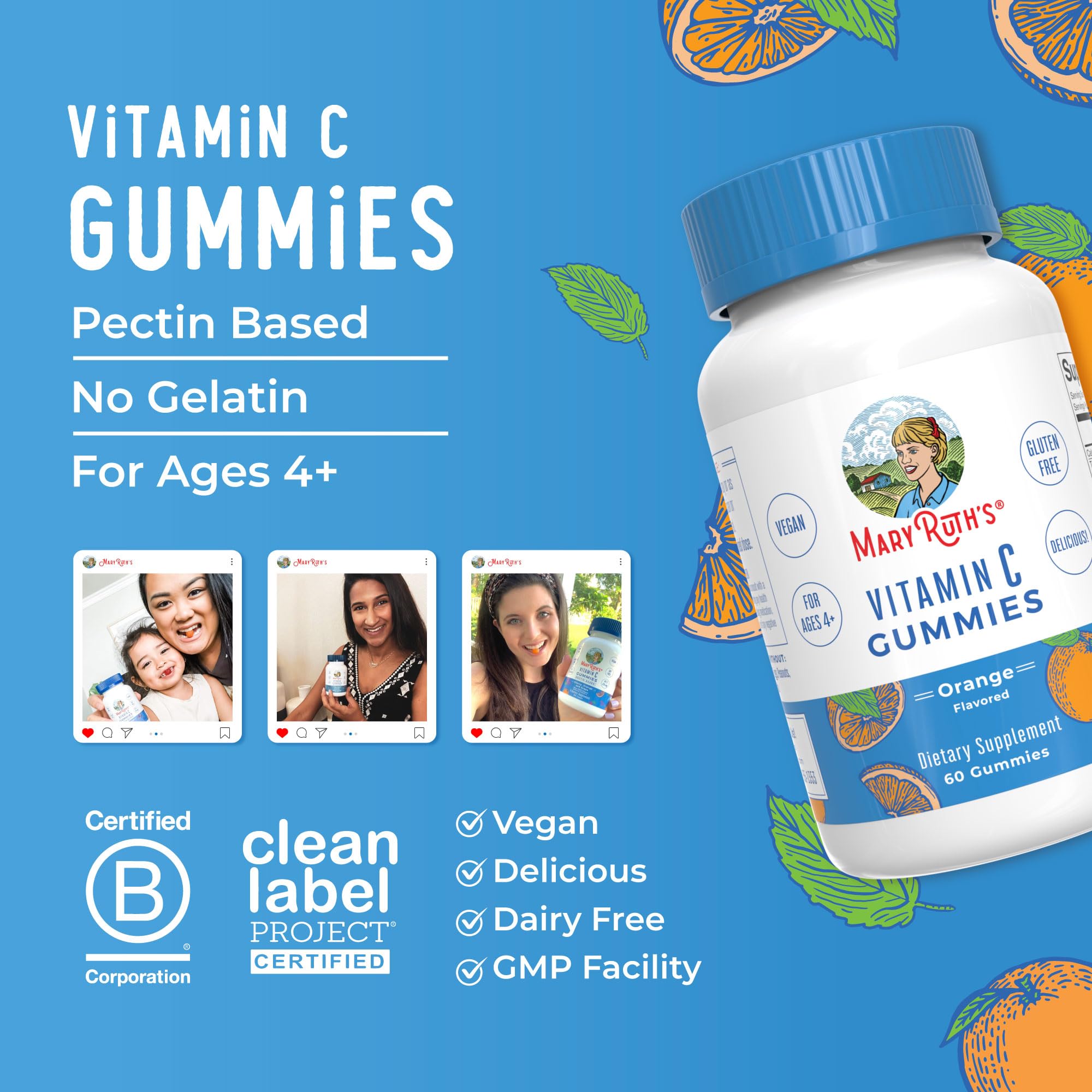 Dairy-free, nut-free visualization for Vitamin C gummies