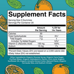 Close-up of USDA Organic badge on Vitamin C Gummies bottle