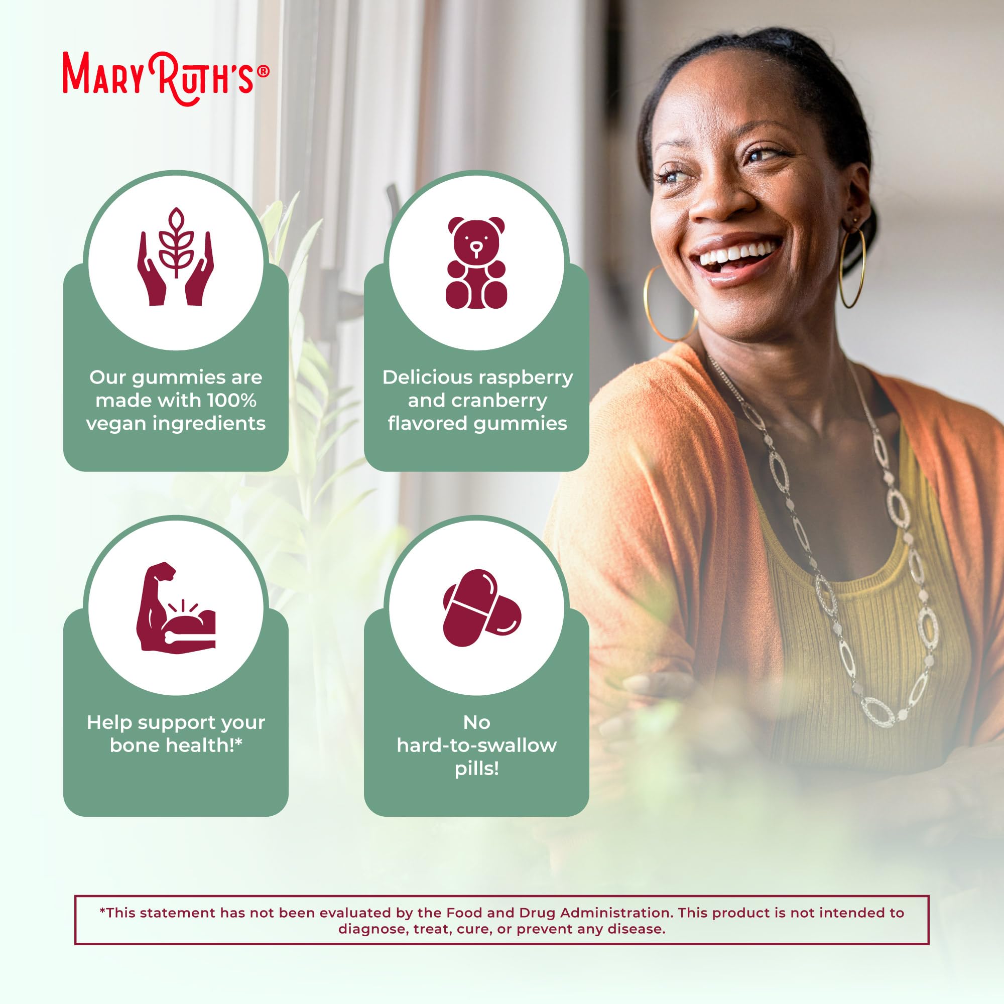 MaryRuth Organics multivitamin bottle on morning countertop with glass of water