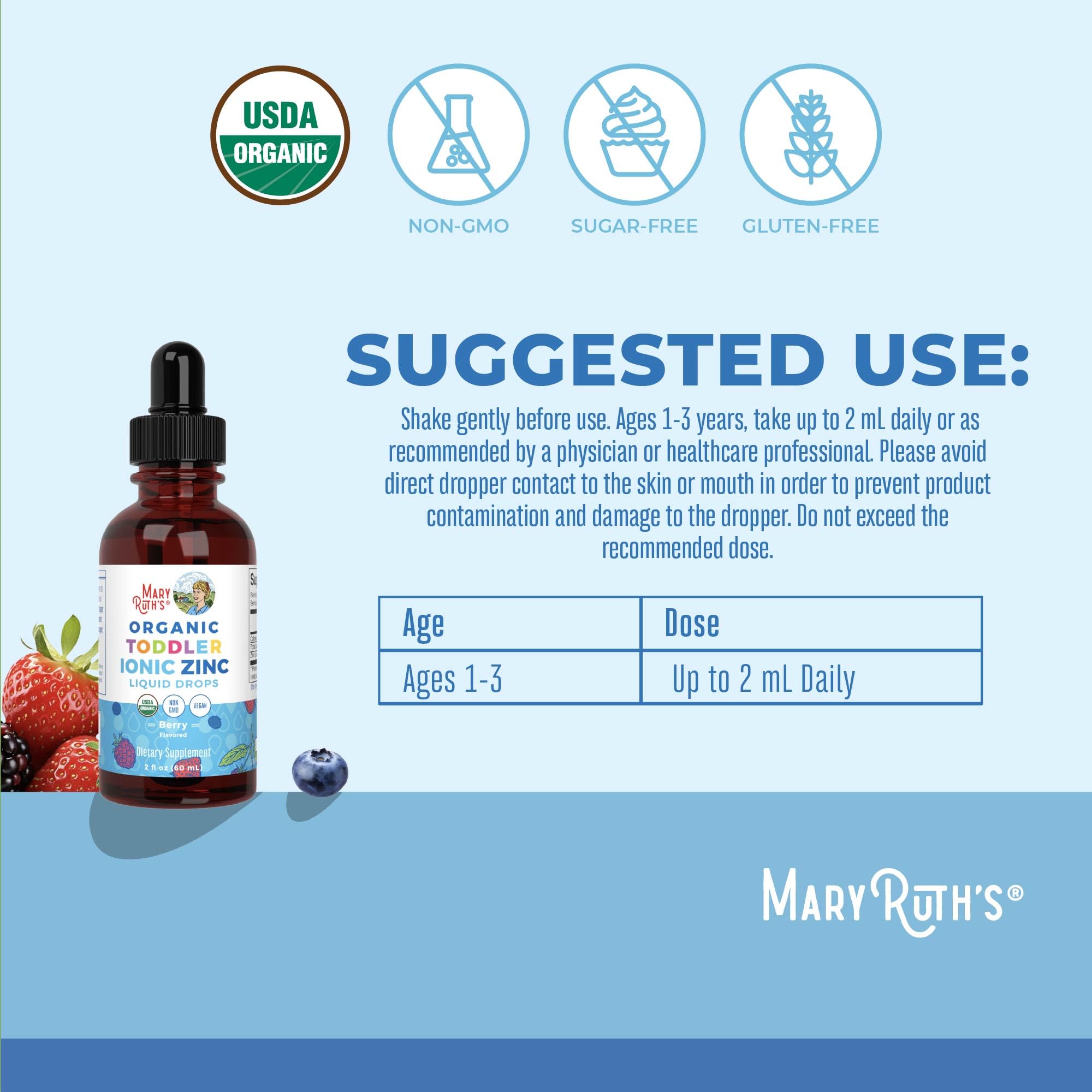 Zinc sulfate ingredients in MaryRuth Organics toddler formula
