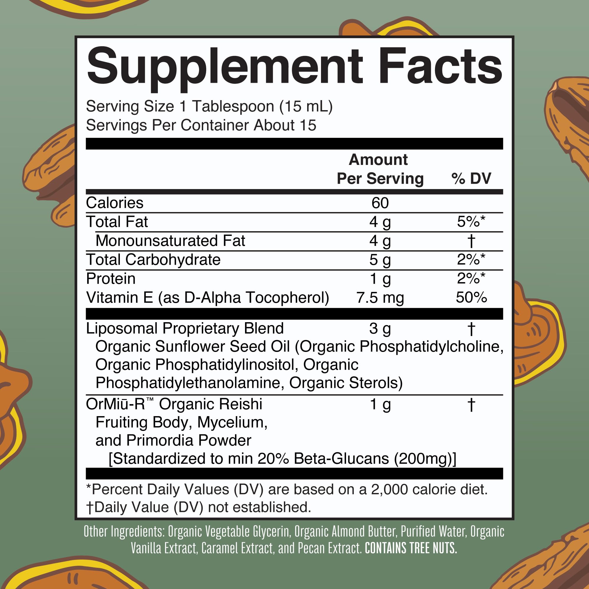 Close-up of Reishi label showing full-spectrum ingredients