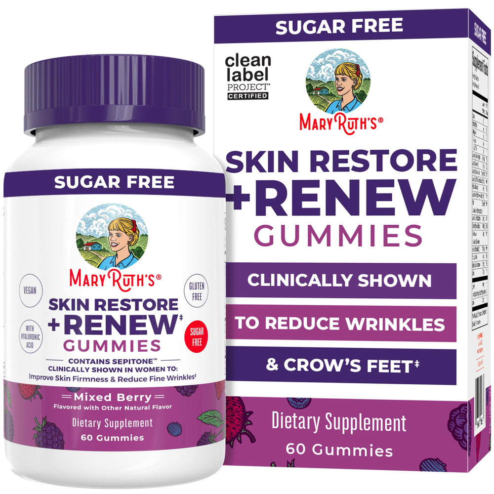 MaryRuth's Skin Restore + Renew Gummies bottle front