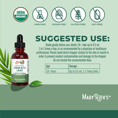 Ingredients panel showing organic nettle leaf extract