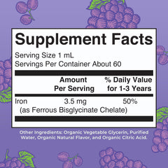 Close-up of Toddler Iron Drops bottle label