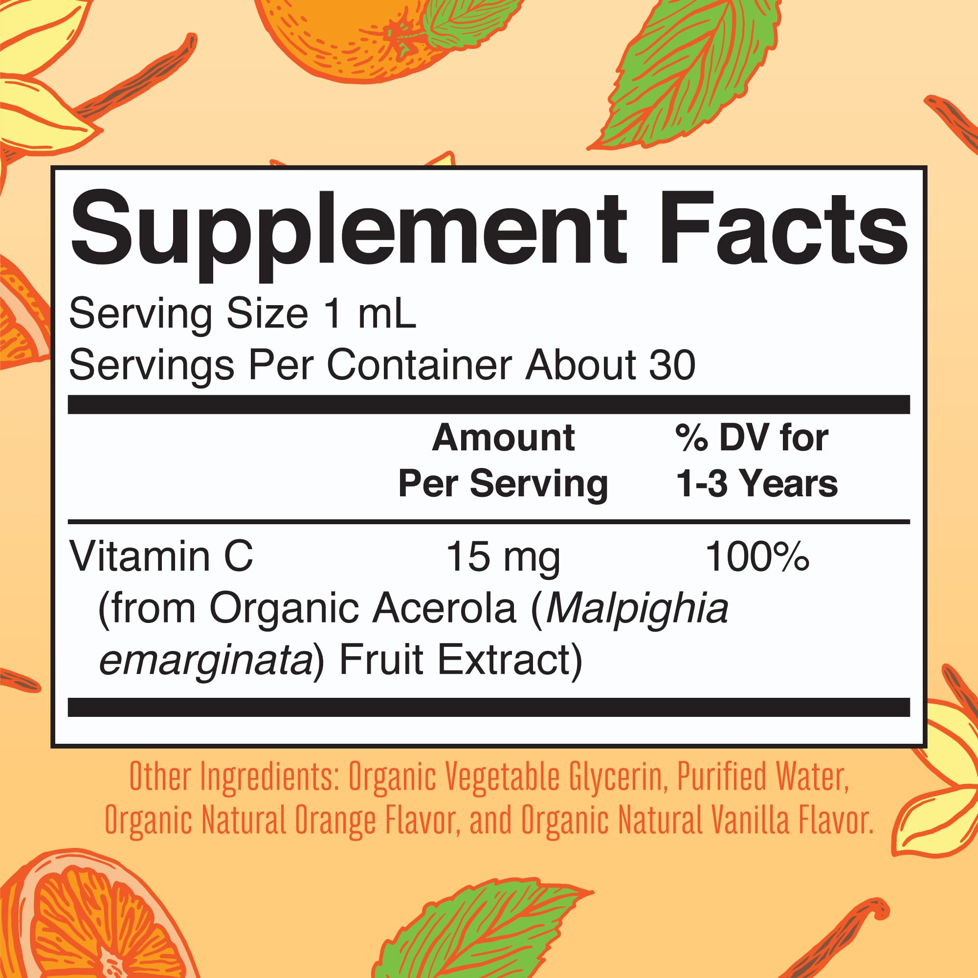 Back label showing nutritional information