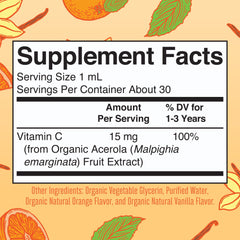 Back label showing nutritional information
