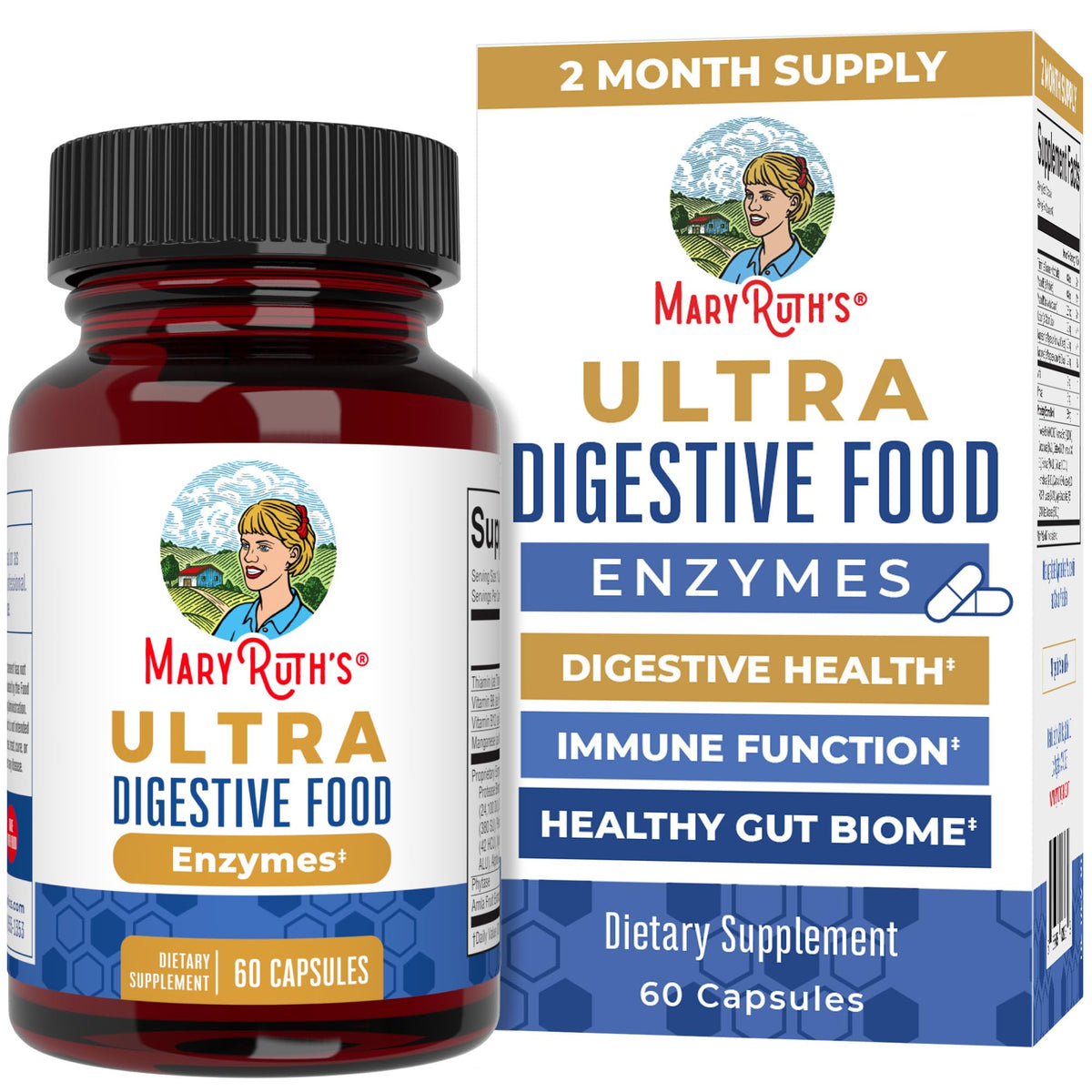 Front view of MaryRuth Ultra Digestive Enzymes bottle