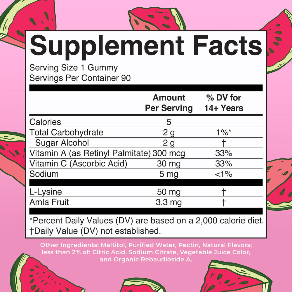 Close-up of watermelon-flavored vegan collagen gummies