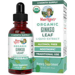 MaryRuth Organics Ginkgo Leaf Liquid Drops bottle with dropper