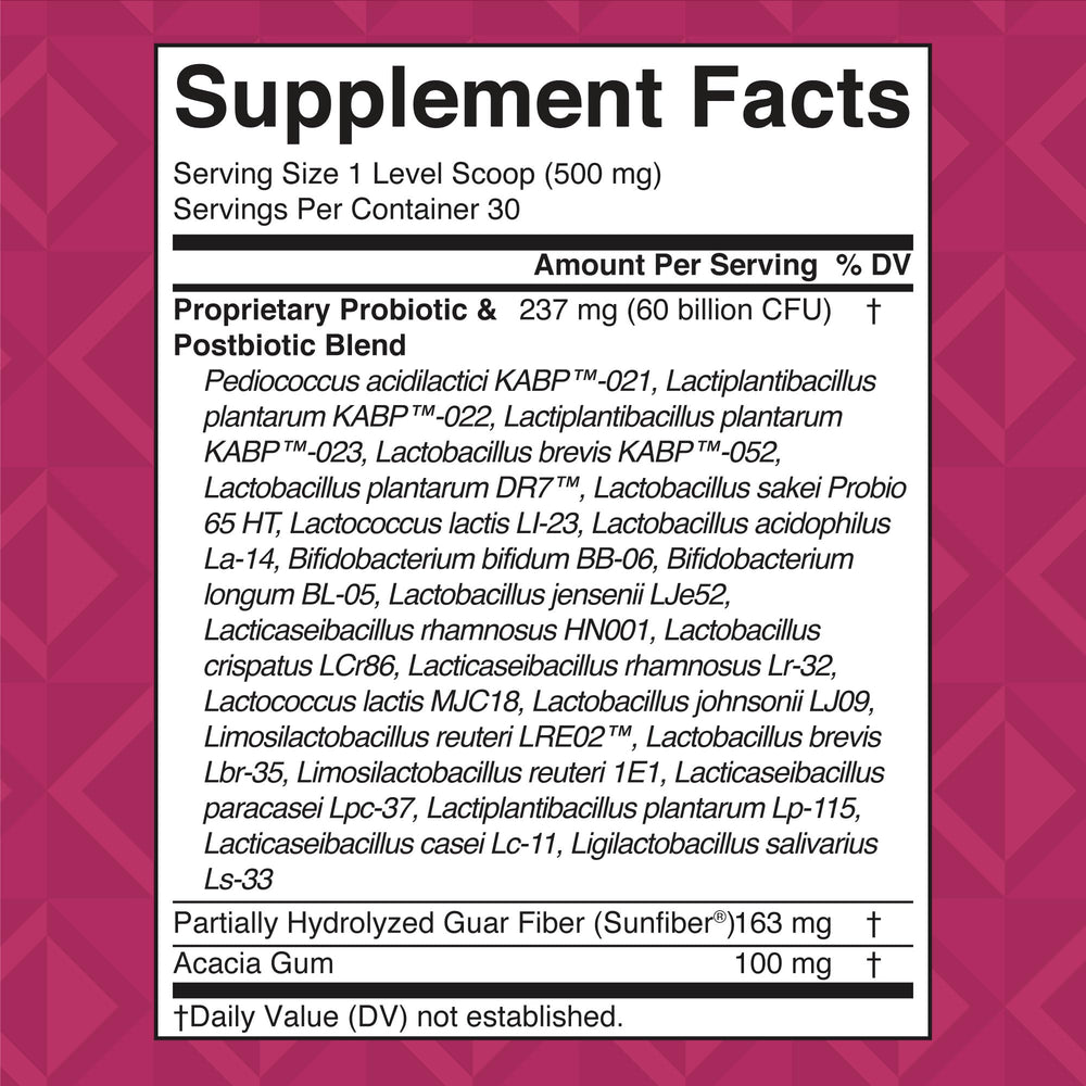 Nutritional information and probiotic blend