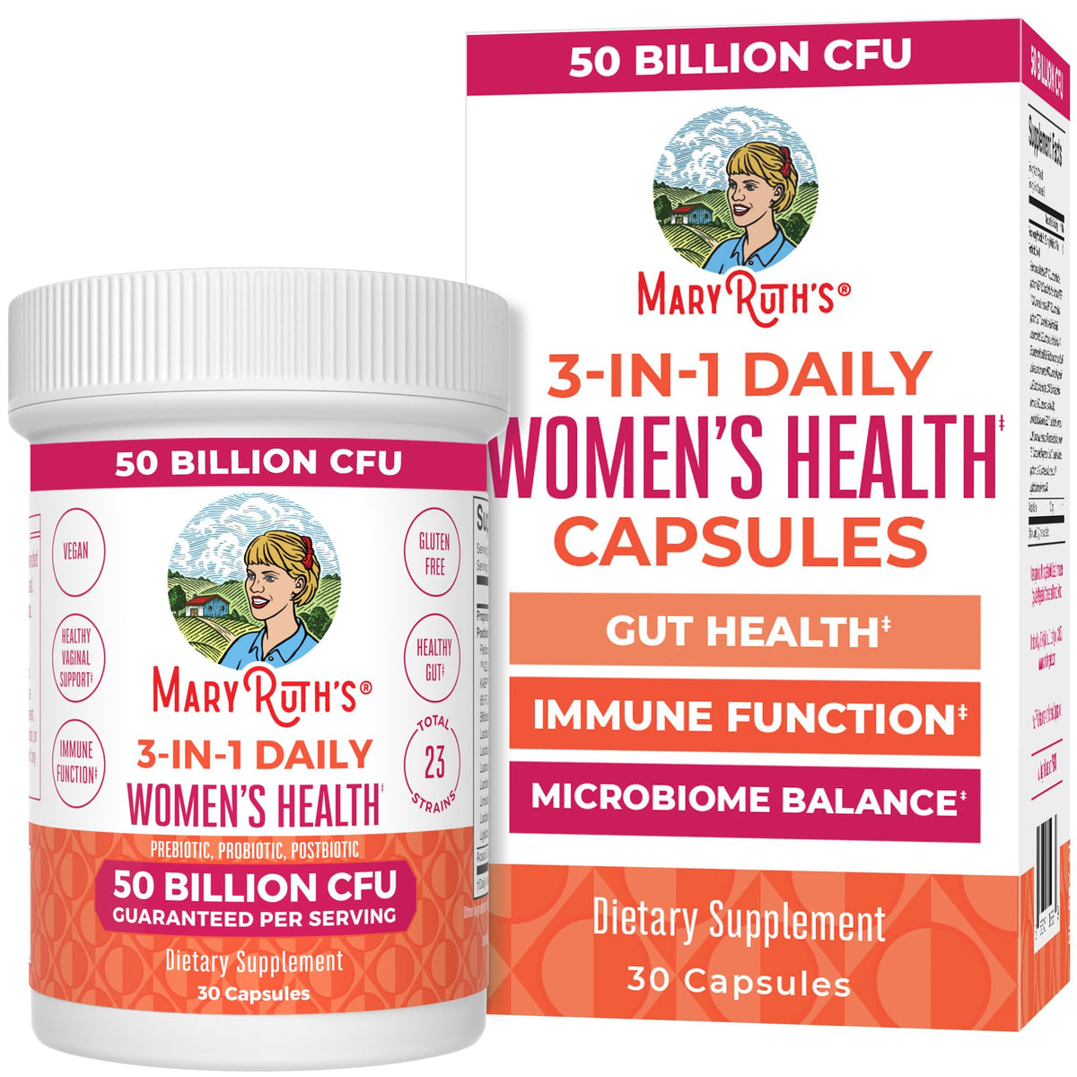 MaryRuth's 3-in-1 Daily Health Probiotics for Women bottle