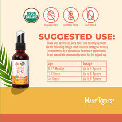 Dosage chart for MaryRuth's D3 K2 liquid spray