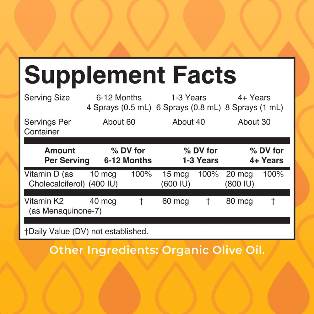 Close-up of MaryRuth's D3 K2 liquid spray label