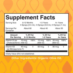Close-up of MaryRuth's D3 K2 liquid spray label