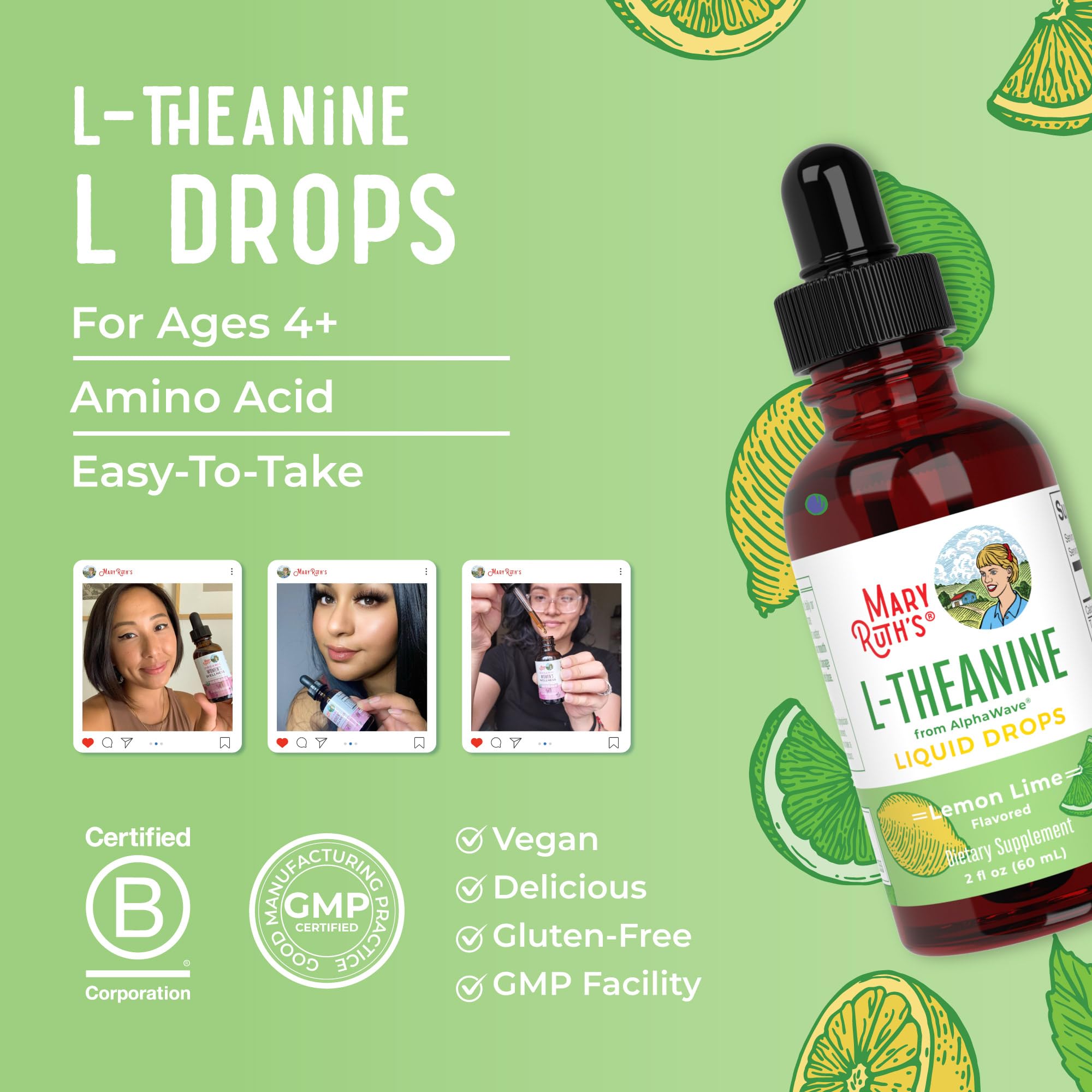 L-Theanine mood, focus, and sleep support concept with bottle