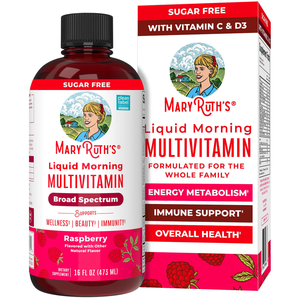 Bottle of MaryRuth's Raspberry Liquid Morning Multivitamin