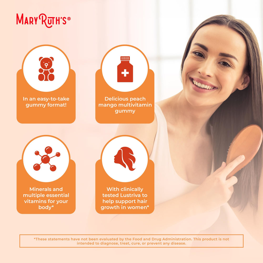 Nutrition facts panel of MaryRuth's Hair Growth Gummies