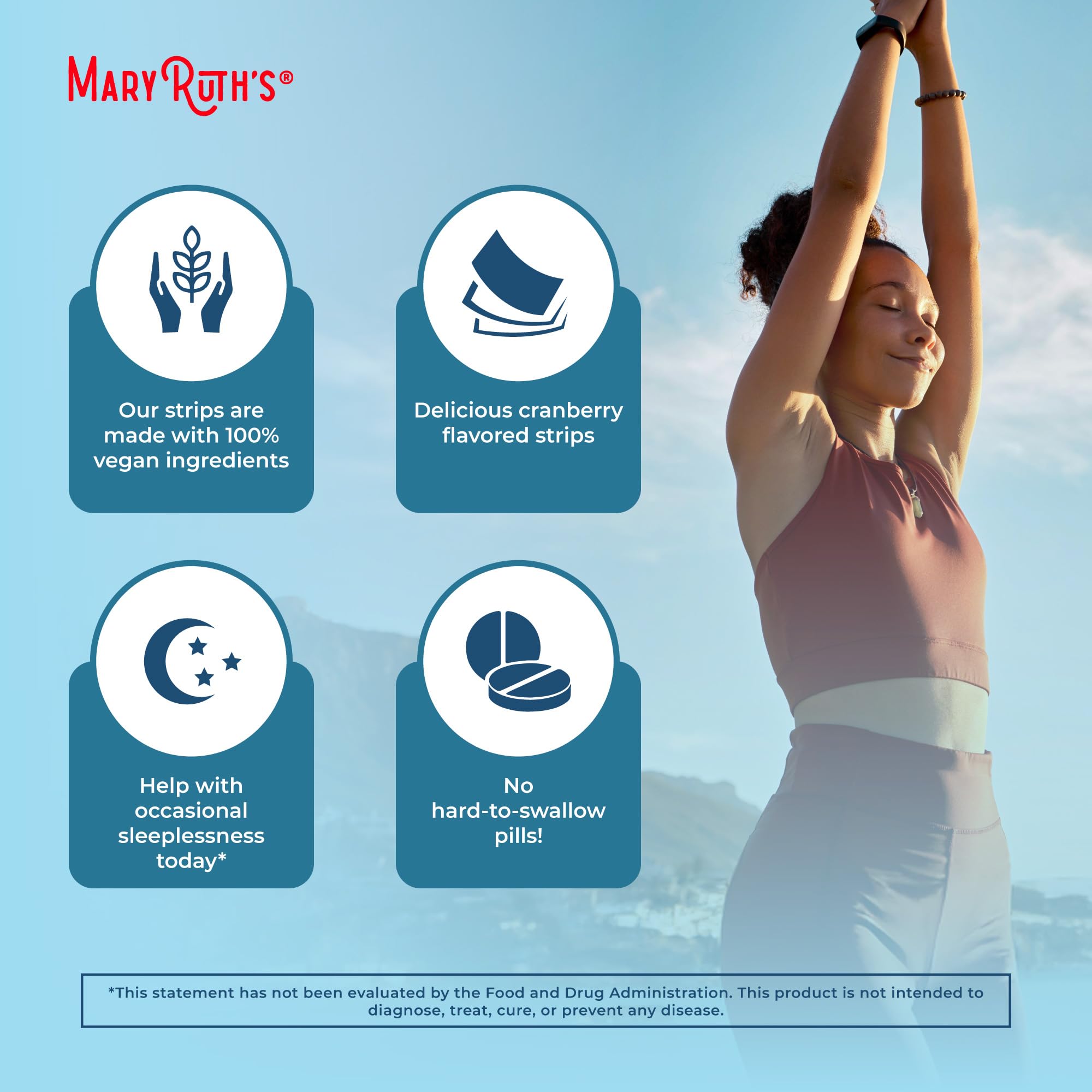 MaryRuth's Sleep Dissolving Strips 30-count bottle with label