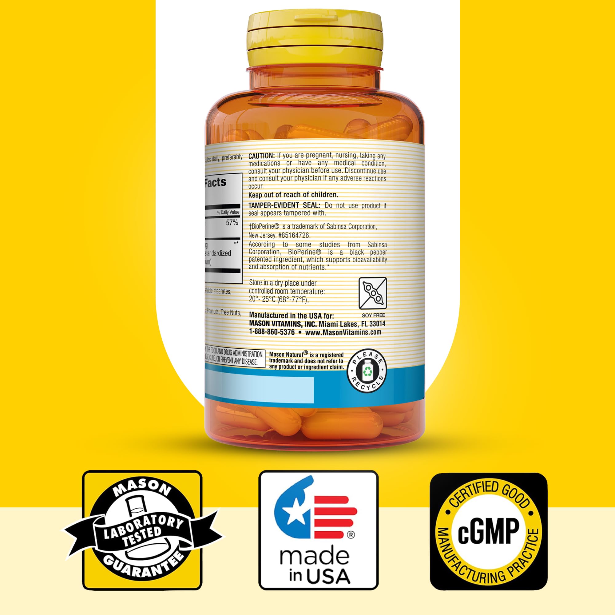 Front view of Mason Natural 60-capsule bottle
