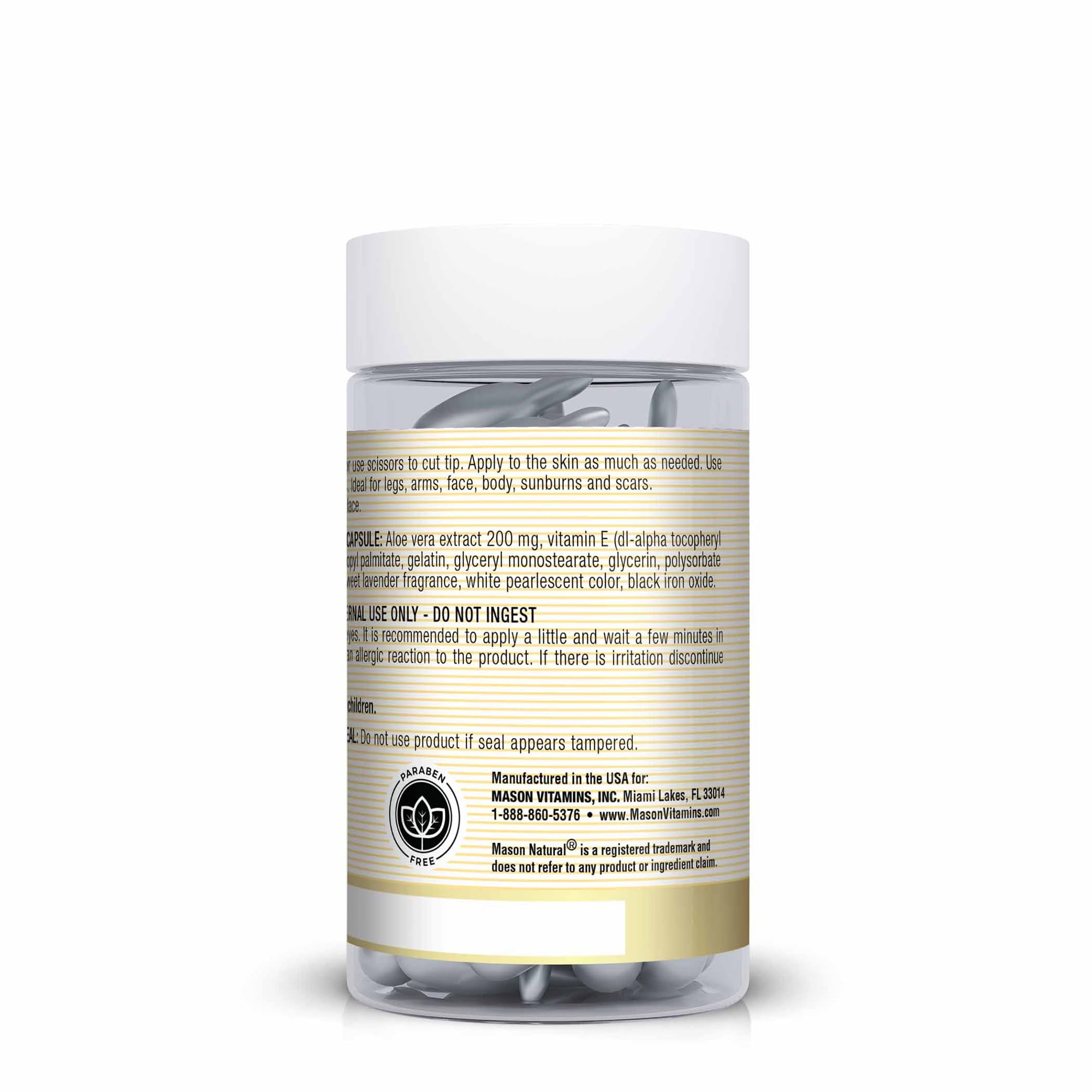 Aloe vera leaves and vitamin E capsules for natural skin care