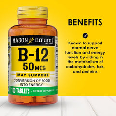 Bottle label showing 50 mcg Vitamin B12 and 44 mg calcium