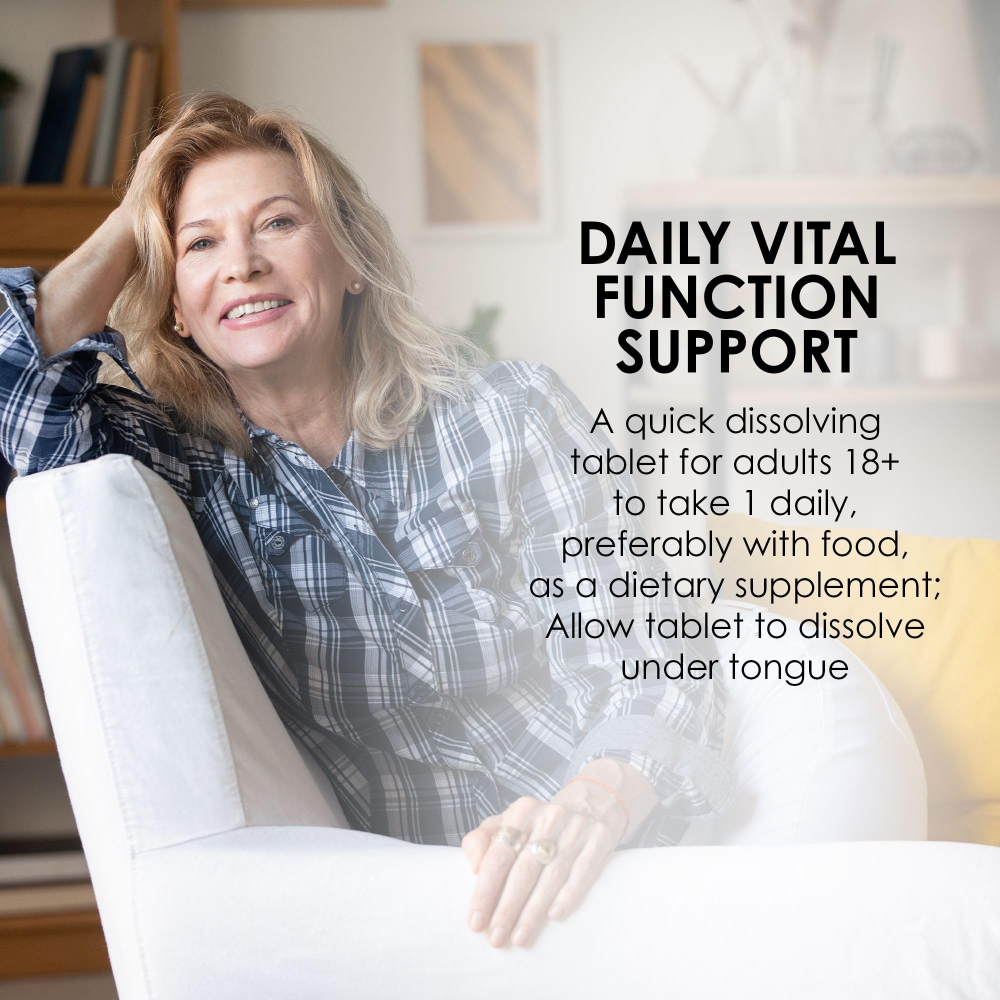 Illustration showing quick-dissolve under the tongue for Mason Natural B12