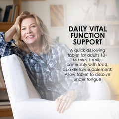 Illustration showing quick-dissolve under the tongue for Mason Natural B12