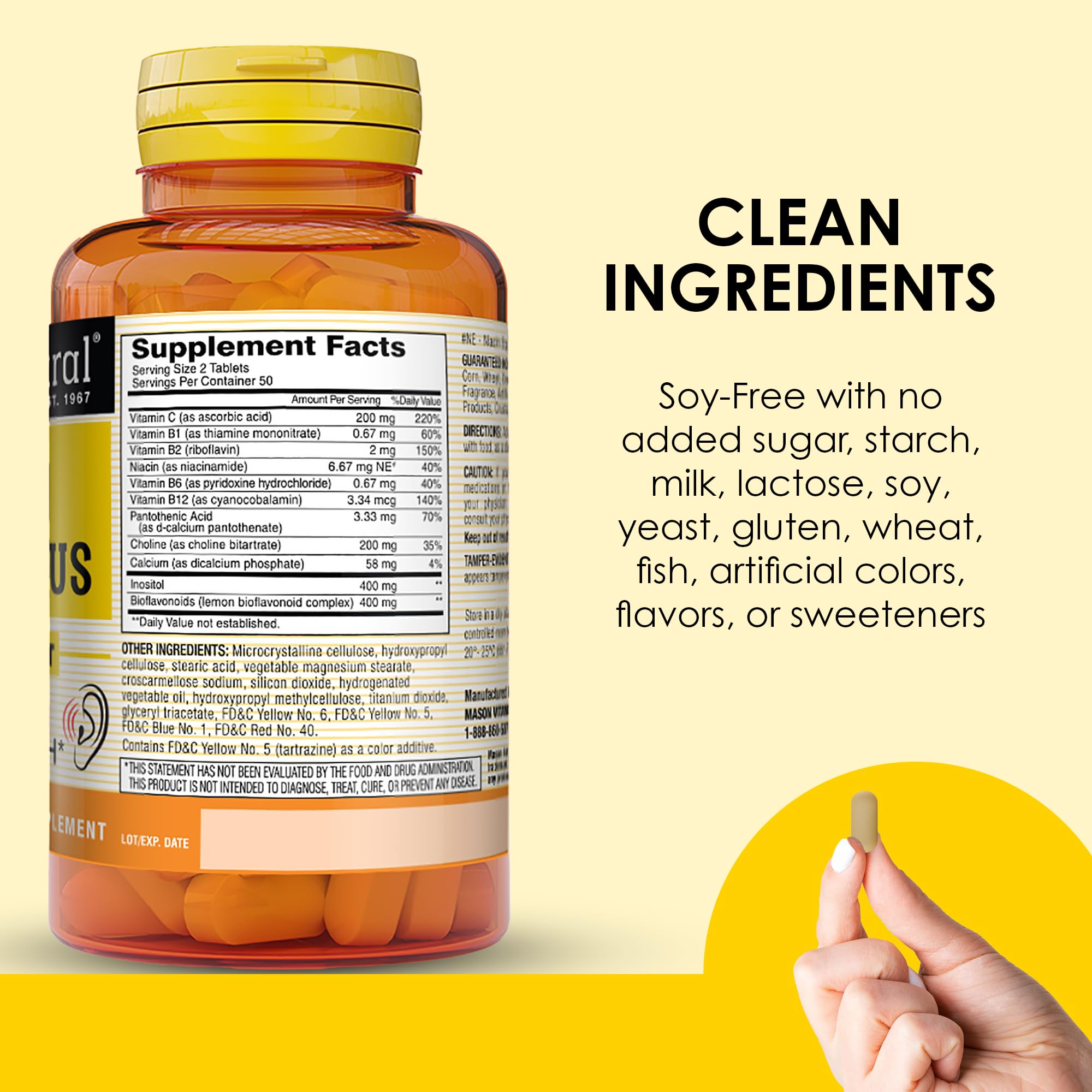 Text highlight: supports normal ear health and ringing ears