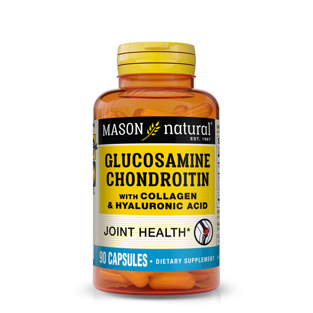 Front view of Mason Natural Glucosamine Chondroitin with Collagen & Hyaluronic Acid bottle