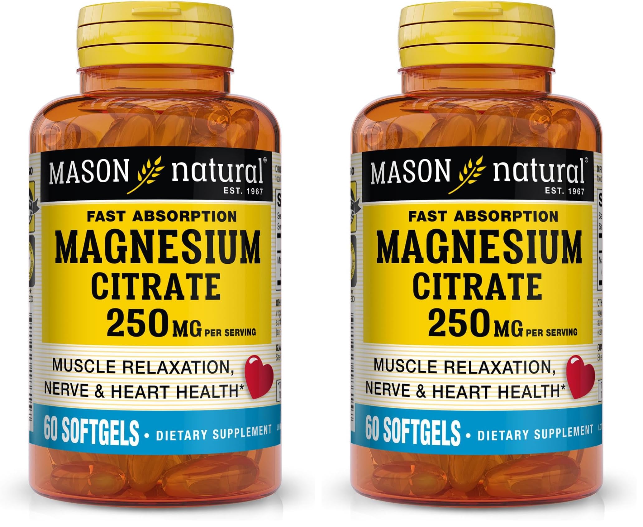 Mason Natural Magnesium Citrate 250 mg softgels bottle