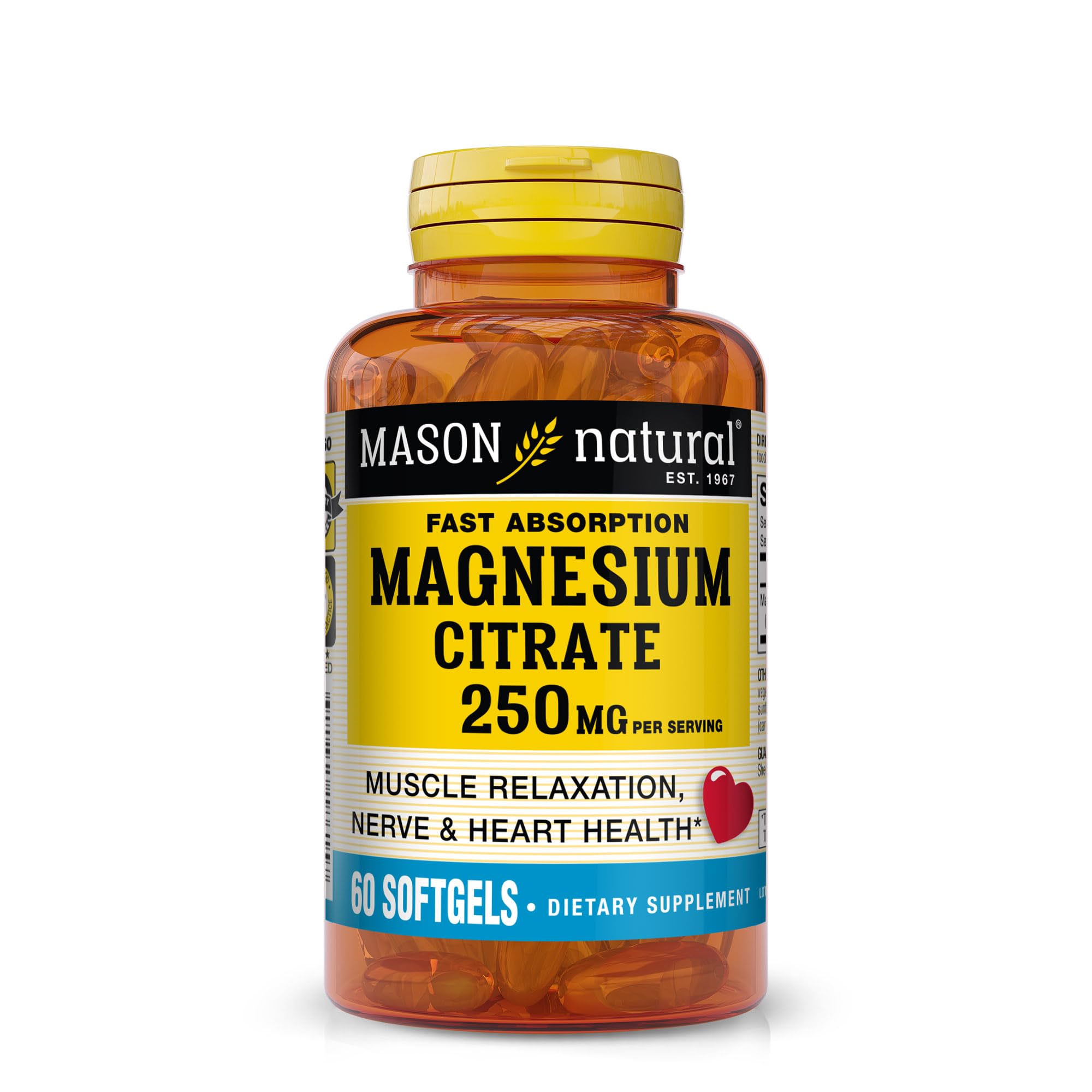 Mason Natural Magnesium Citrate 250 mg softgel bottle with label