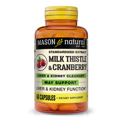 Bottle of Mason Natural Milk Thistle & Cranberry Liver & Kidney Cleanser 60 capsules