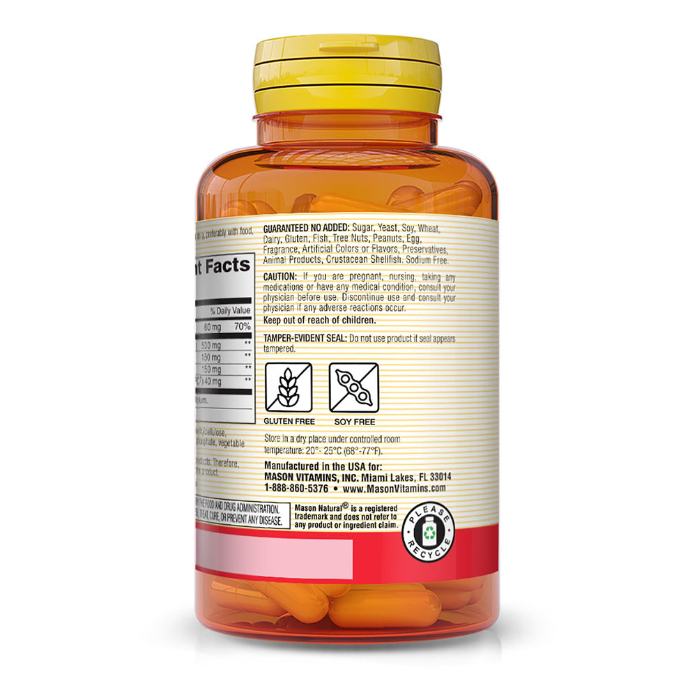 Supplement facts panel highlighting ingredients and 60 mg vitamin C