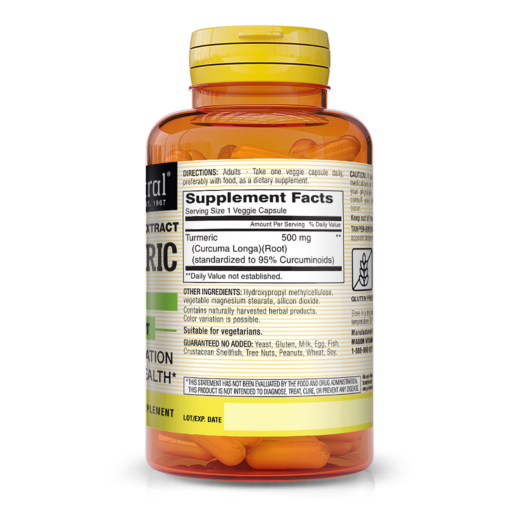 Product label showing 95% curcuminoids